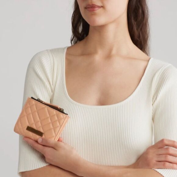 Kurt Geiger London Mini Quilted Wallet- Peach - Picture 3 of 8